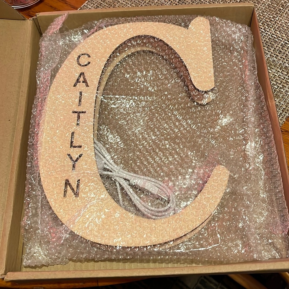 “Caitlyn” light up wood sign